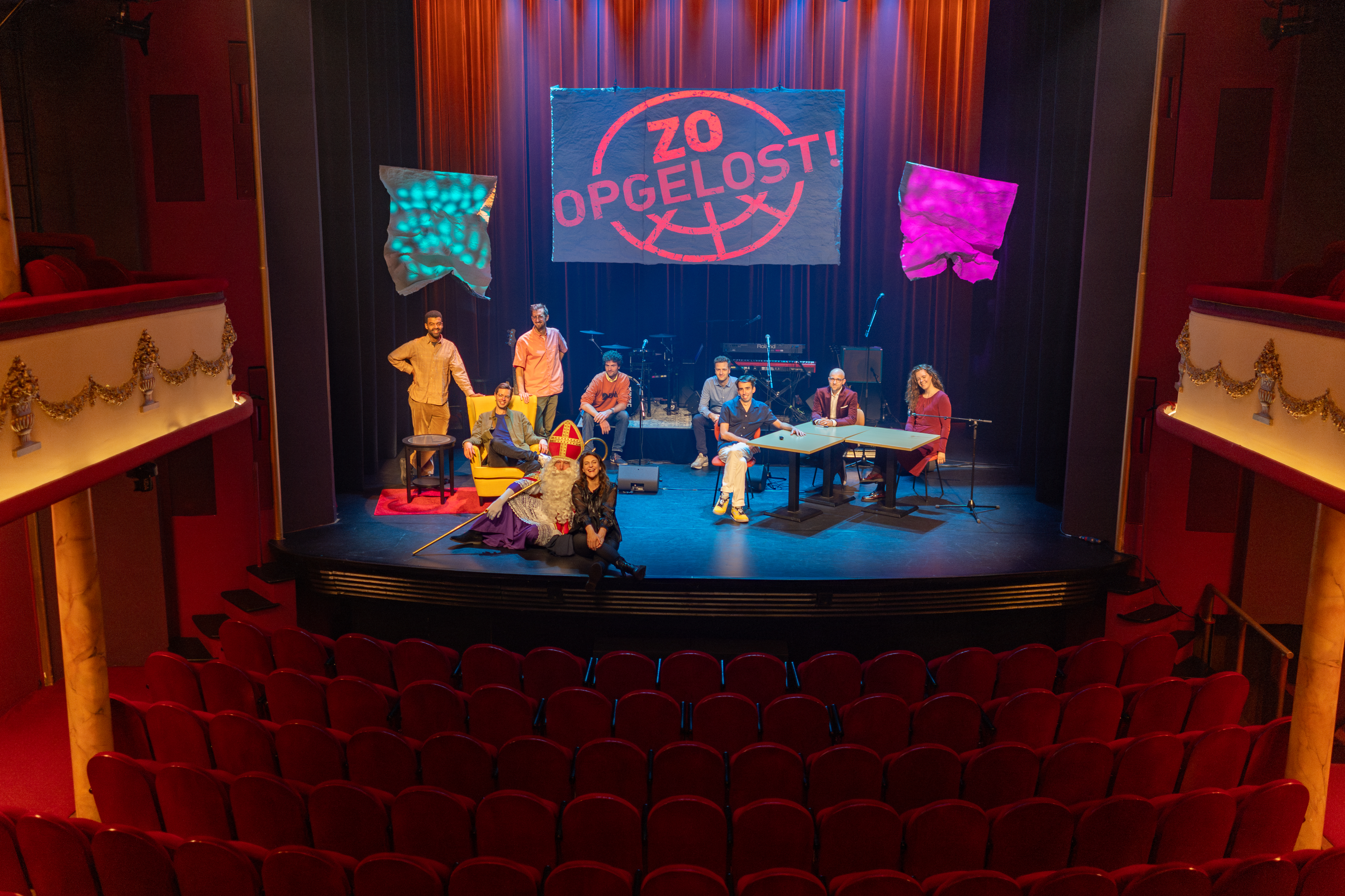 Cast on stage